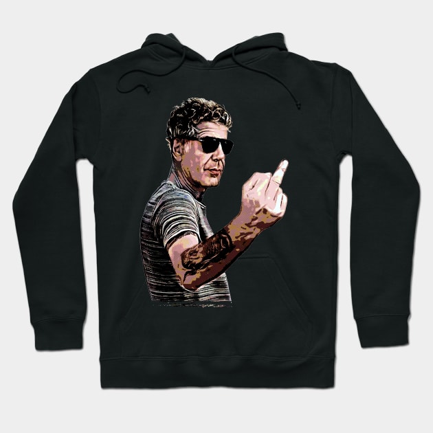 Anthony Bourdain Vintage - Middle Finger Hoodie by Mr.FansArt